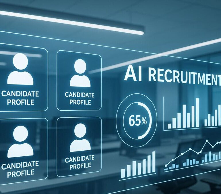 AI recruitment digital analytics board representing AI recruitment processes in the UAE 2025
