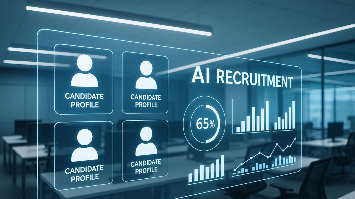AI recruitment digital analytics board representing AI recruitment processes in the UAE 2025